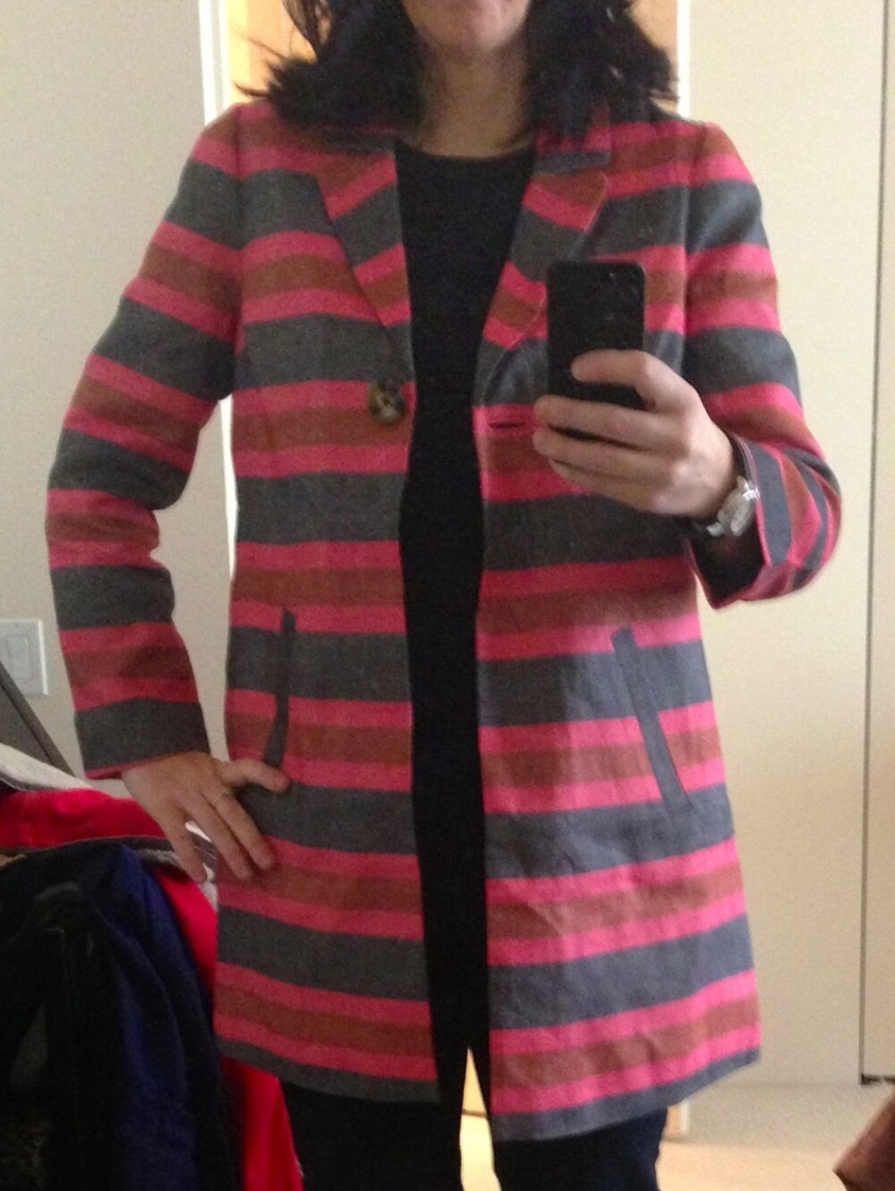 Boden Canonbury Coat Jacket Women Size 4 Linen Striped